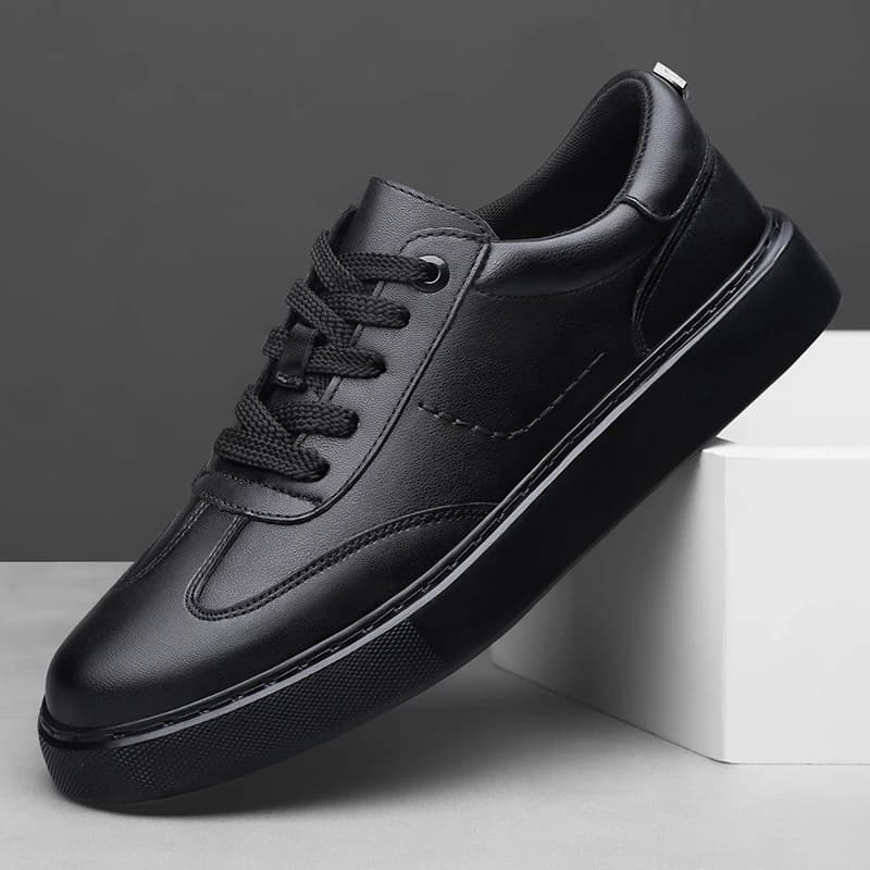 Cow Genuine Leather Platform Low-tops Skateboard Shoes Men Skate Board Shoes Flat Sneakers Thick Sole Gym Sports Casual Shoes