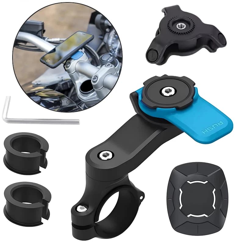 Universal Secure Cell Phone Holder for Handlebars Multi-purpose Mount Fit for Motorcycle Bicycle E-Bike and Daily Scooter
