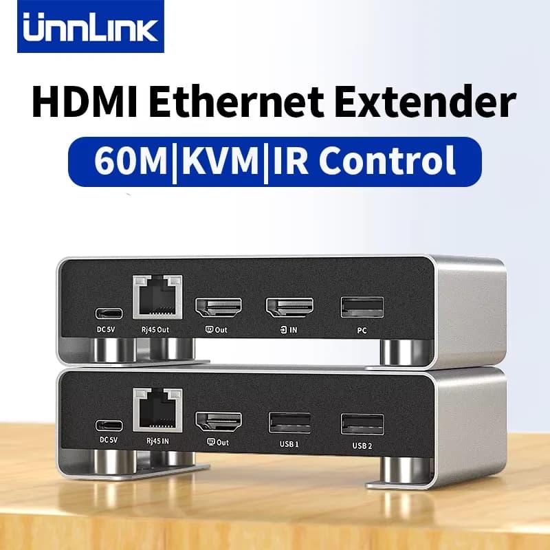 Unnlink Extender KVM HDMI da 60 m su IP CAT6/7/8, 1080P 60 Hz, accesso remoto per PC, controllo tastiera e mouse
