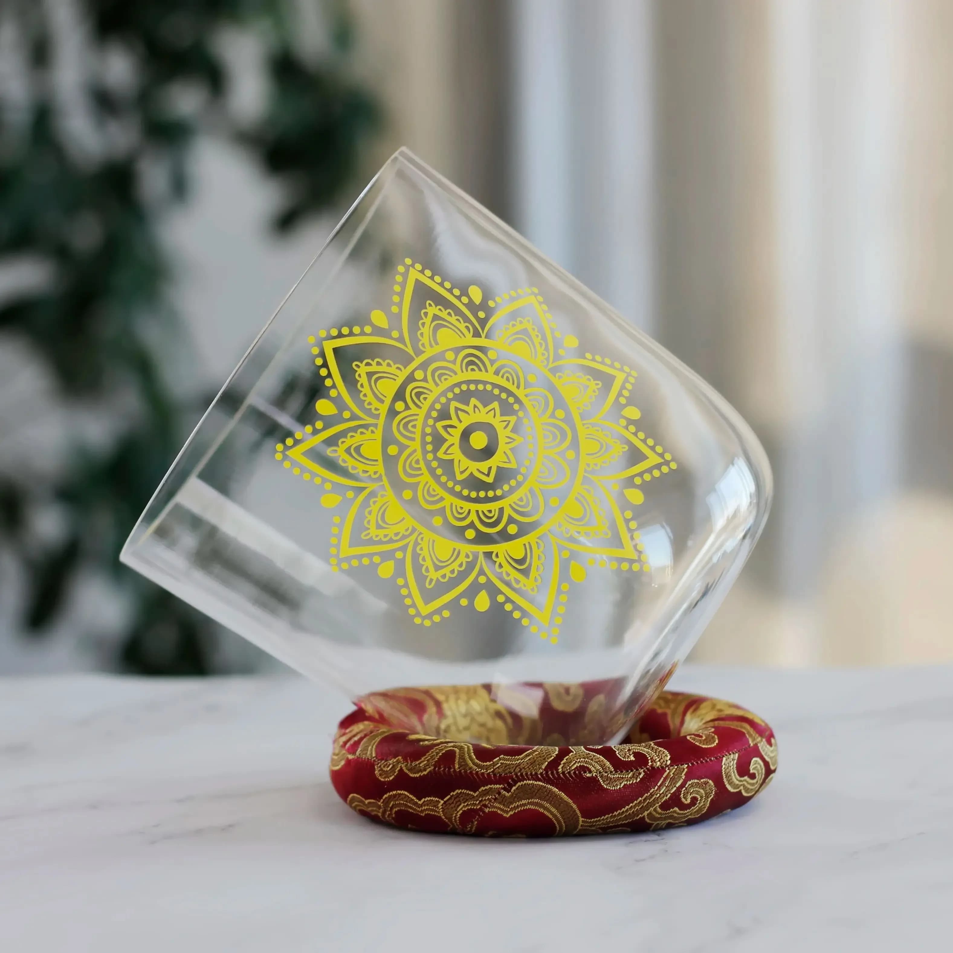 STAR LINKUP 7inch Crystal Singing Bowls Yellow Chakra Meditation Yoga Healing the Mind Sound Therapy 440/432hz Chakra Crystal Sound Bowl