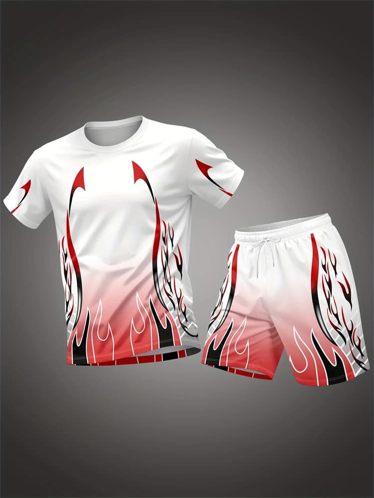 Nuovo Arrivo Estivo: Completo Sportivo da Uomo, Tuta da Allenamento alla Moda, Set da Corsa all'Aperto, T-Shirt a Maniche Corte e Pantaloncini, Set Fitness