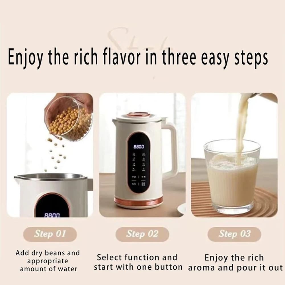Macchina per Latte di Soia M04K 1500ML, Frullatore Elettrico da Parete, Mixer per Succhi, Preparatore di Latte Vegetale, Compatibile con Spina USA, Macchina per Colazione
