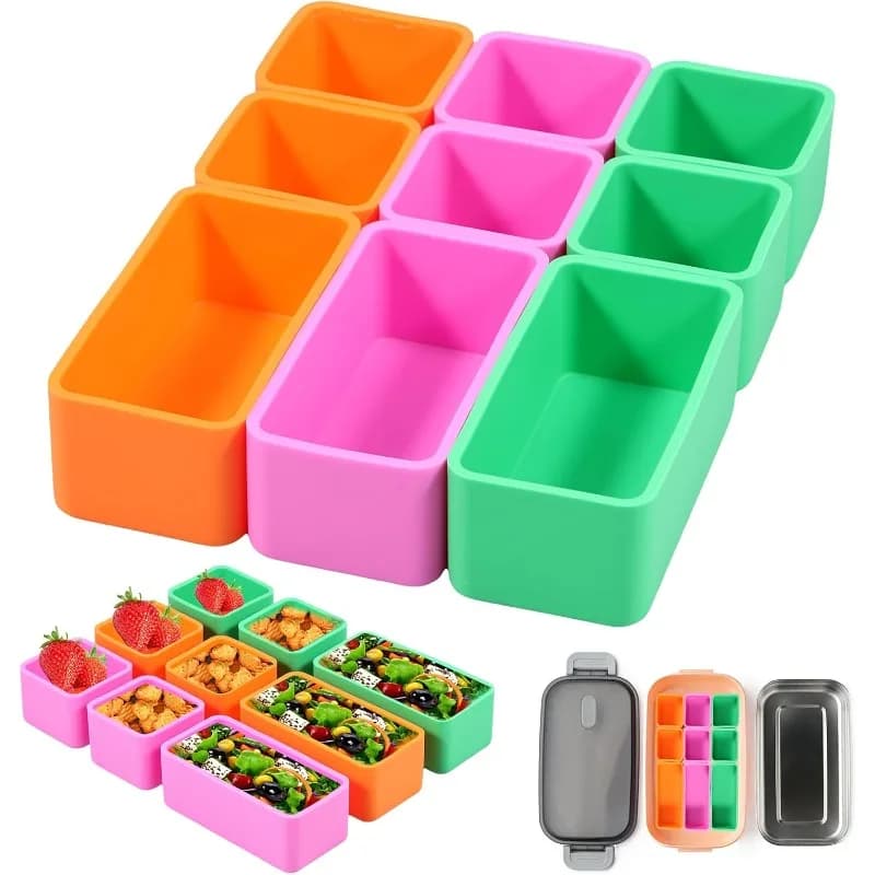Divisori per scatole per alimenti in silicone Tazze da forno Divisori per Bento Tazza riutilizzabile Contenitore per Bento Separatori per scatole per il pranzo per picnic scolastico