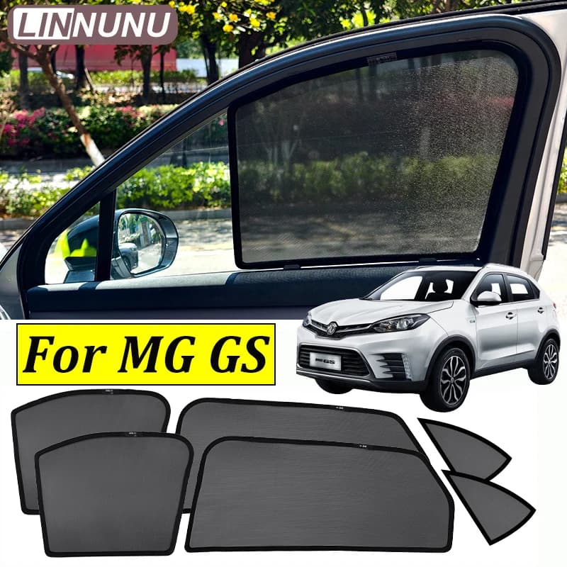 LINNUNU For MG GS 2015-2019 Magnetic Car Sunshade Window Curtain Mesh Block Sunlight UV Protection privacy Interior Accessories