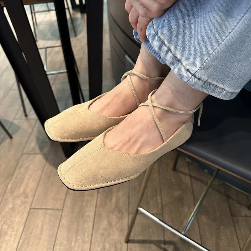 Scarpe basse da donna scarpe delicate francesi punta tonda fiocco bocca bassa scarpe da balletto Slip On Mary Jane sandali comodo morbido Loa