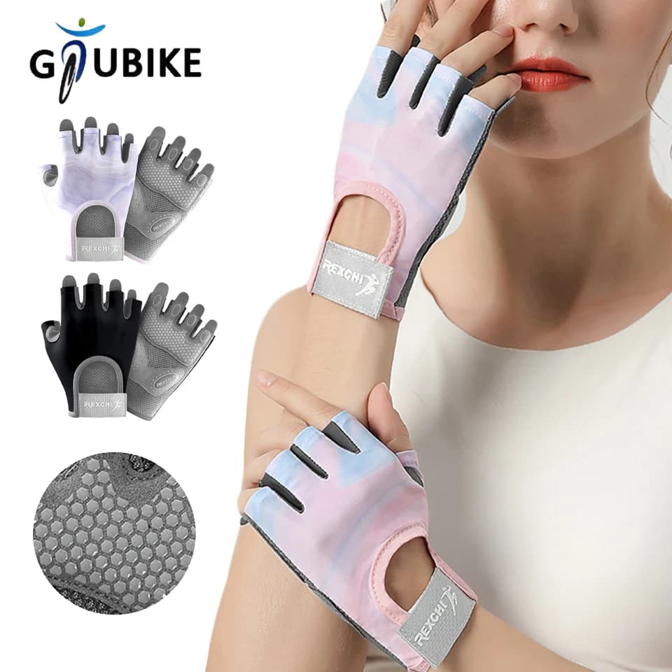 GTUBIKE Gloves half finger Yoga Fitness Exercise anti-slip Absorption Shock Absorbing Sports Gloves Breathable Wearing Anti-coculo for women