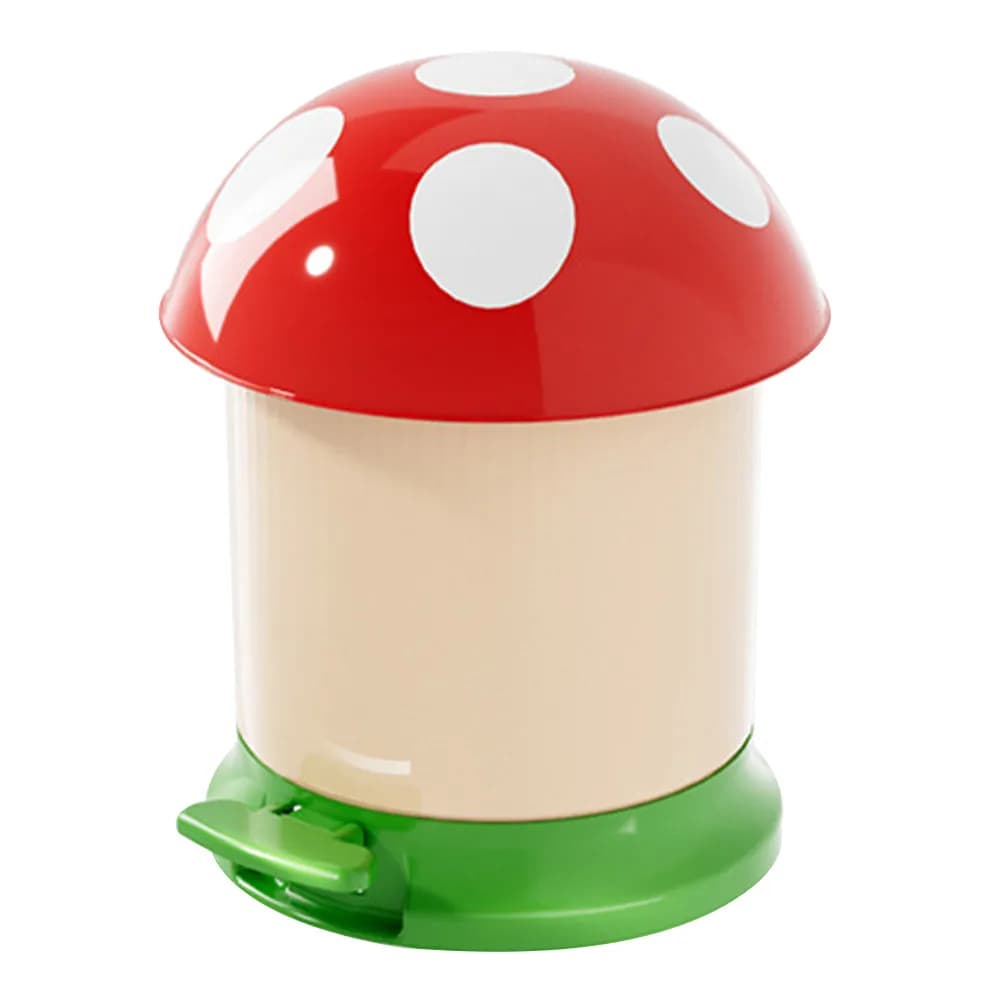 Small Mushroom Trash Can Cute Inner Bucket Desktop Garbage Bin Waste Paper Basket Office Bedroom Bathroom Garbage Container