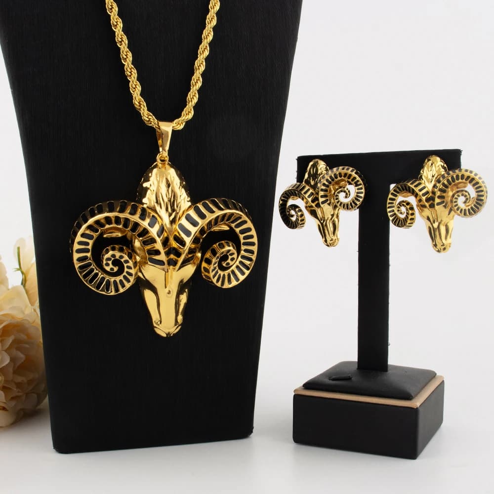 Set di Collana e Orecchini di Lusso Africani in Oro 18k, Design a Forma di Capra, Gioielli Nobili da Donna in Stile Dubai, Regalo per Feste e Banchetti in Nigeria