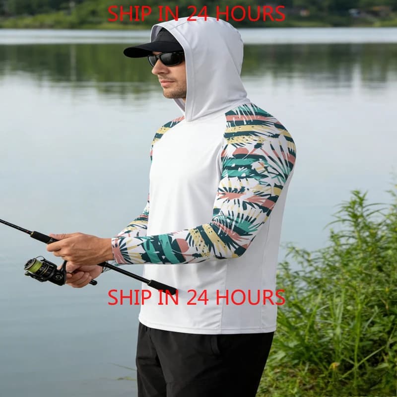 Magliette da Pesca a Maniche Lunghe con Cappuccio, Protezione Solare Estiva, Leggere e Performanti, Anti-UV UPF 50+, Abbigliamento da Pesca Professionale