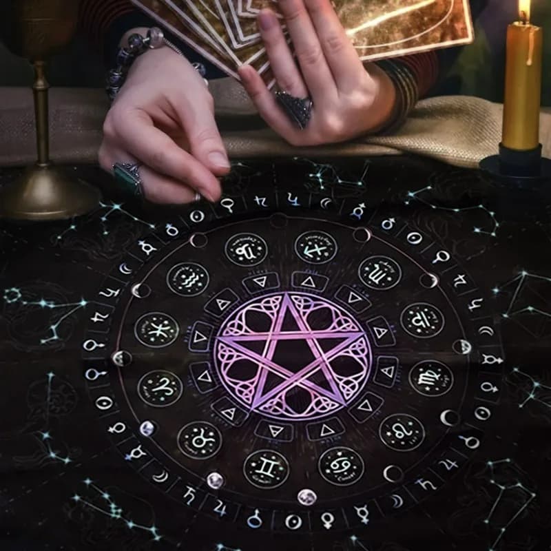 Tovaglia tarocchi Mandala Fiore 12 Zodiaco Astrologia Altare Panno Fortuna Astrologia Profezia Carta Zerbino Goccia Gioco da tavolo Tovaglia