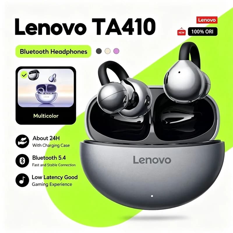 Cuffie Bluetooth Lenovo TA410 - Ultra-leggere con Vestibilità Stabile, 2.4GHz per Sport e Fitness, Yoga, Bluetooth 5.4, Audio Spaziale Hi-Fi
