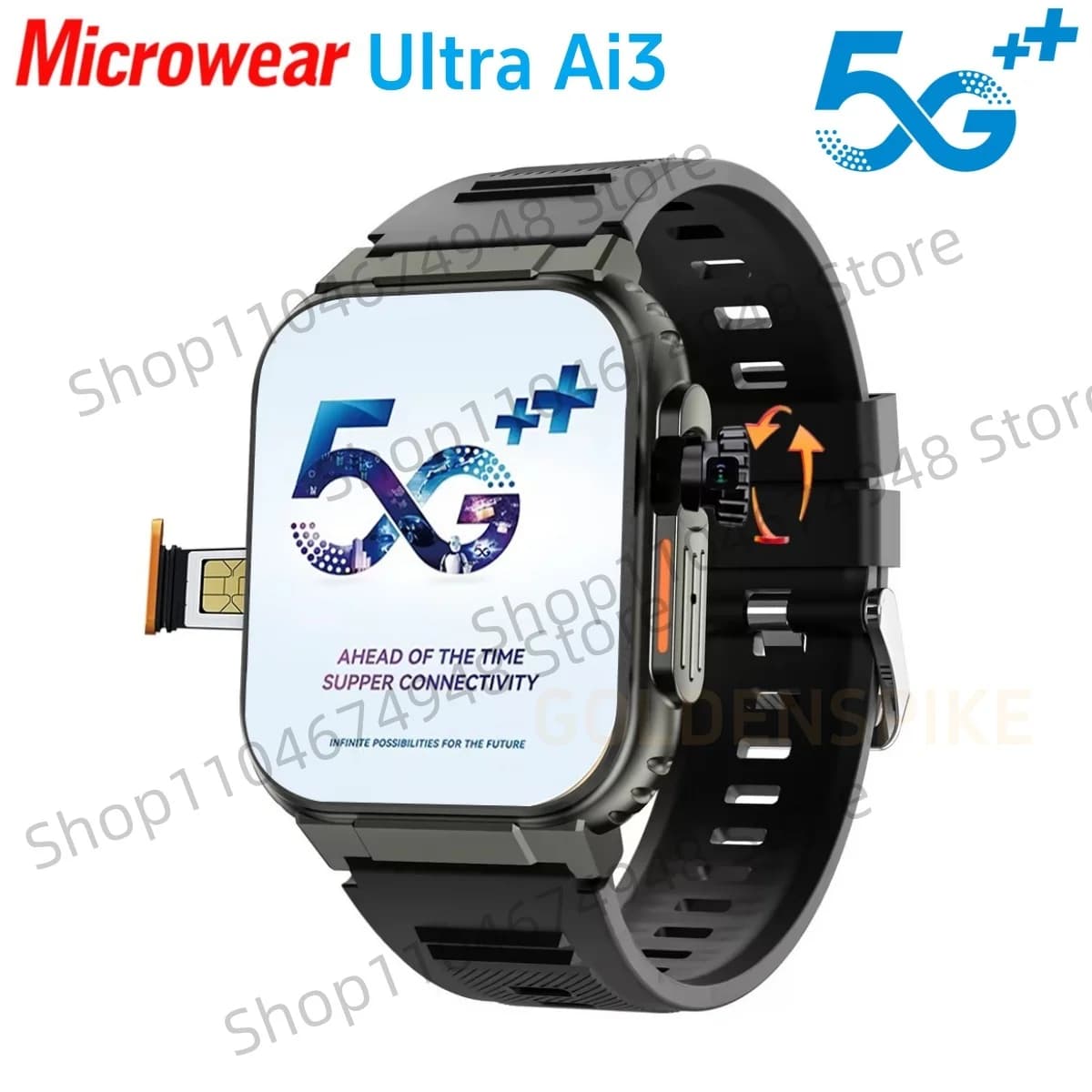 Microwear Ultra Ai3 Smartwatch 5G 180 ° Rotating camera Google Play GPS WIFI Display Amoled HD 2.2 Inch 4G Calls Man Smartwatch