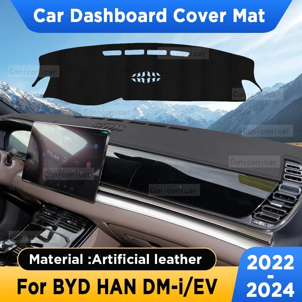 Per BYD HAN DM-i EV 2022 2023 2024 Auto Cruscotto Copertura Zerbino Parasole Pad In Pelle Artificiale Tappeto Pannello Zerbino Tappeti Accessori