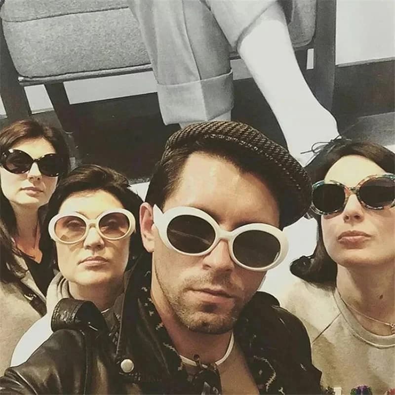 1/2pcs Punk Female Clout Goggles Kurt Cobain Eyeglasses Men Oval Sunglasses Women Unisex Hip Pop Sun Glasses