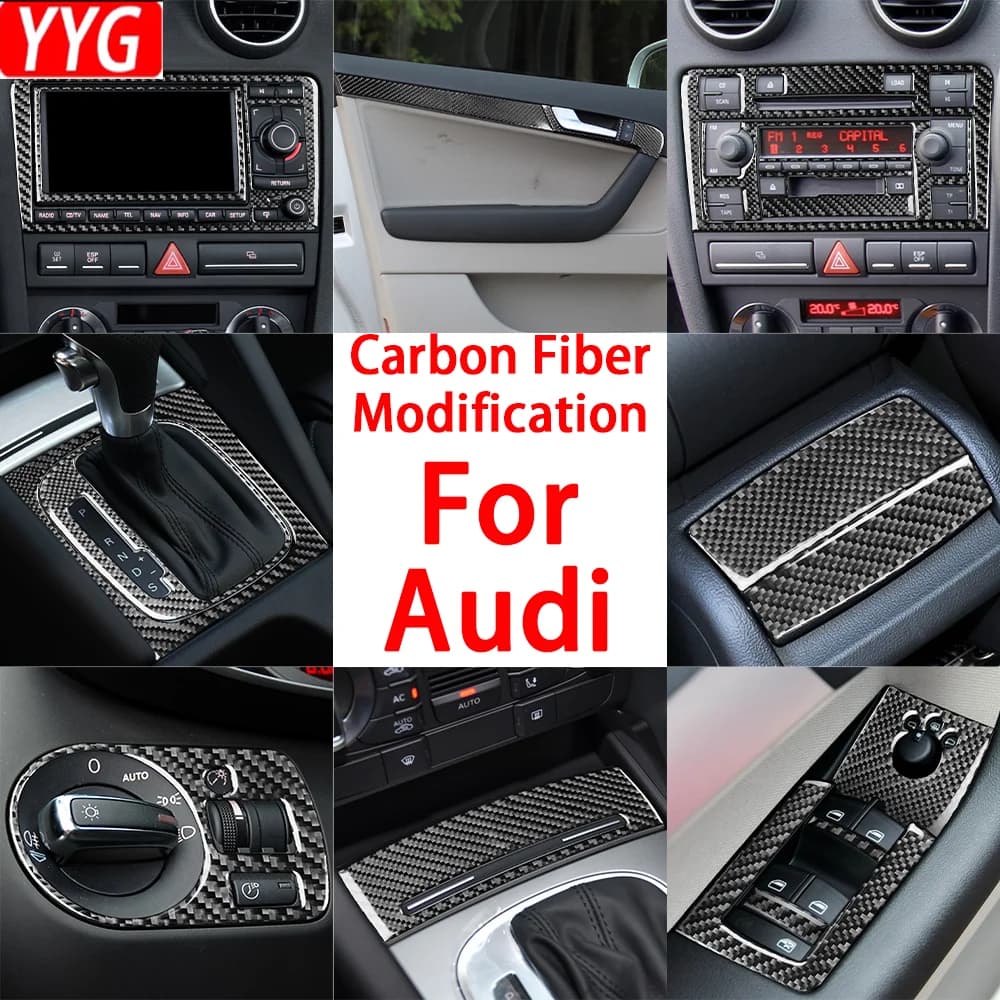 For Audi A3 S3 8P 2006 2007 Accessories Auto Carbon Fiber Door Handle Air Vent Trim Cover Lift Sticker Edit Interior