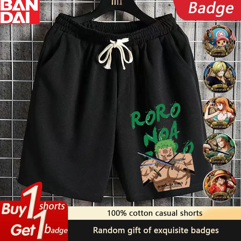 Summer men's shorts with One Piece Rufy Roronoa Zoro print Five-point sports shorts Random basketball pants oversize by quick drying gym