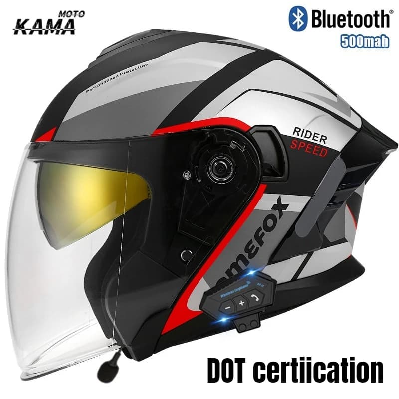Motorcycle Helmet for Men and Women Certification DOT Motorcycle Helmet Double Lens Visiera Sunshade Scooter Bike Helmet Casque Moto