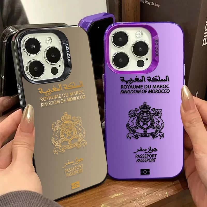 Marocco Passaporto Custodia per telefono opaca per iPhone 17 Air 16 15 11 12 14 13 Pro Max XS X XR Plus 8 7 SE 2020 Cover posteriore antiurto