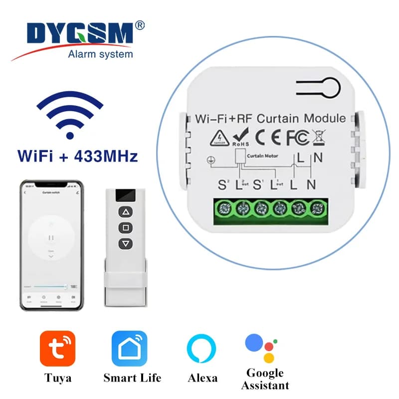 Wifi Connected Roller Shutter Switch Tuya Smart Curtain Module Blinds Motor 433Mhz telecomando per Alexa Google Home