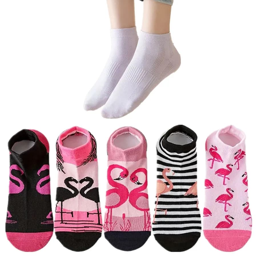 Flamingo News Happy Men Women Crew Short Socks Street Style Designer Hip Hop Funny socks for Basket Skateboard