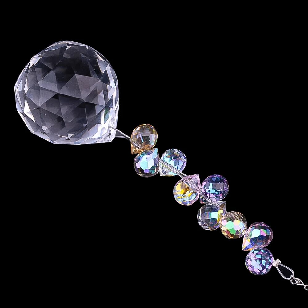 Lampadario a sfera in cristallo con raccoglitore di luce solare multicolore, lampadario a sospensione, raccoglitore di luce riflettente, decorazione del cortile del giardino di casa