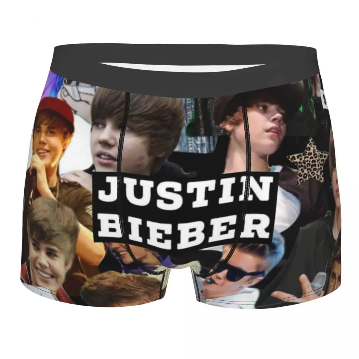 Moda maschile Justin Bieber Collage Music Singer Intimo Boxer Briefs Pantaloncini traspiranti da uomo