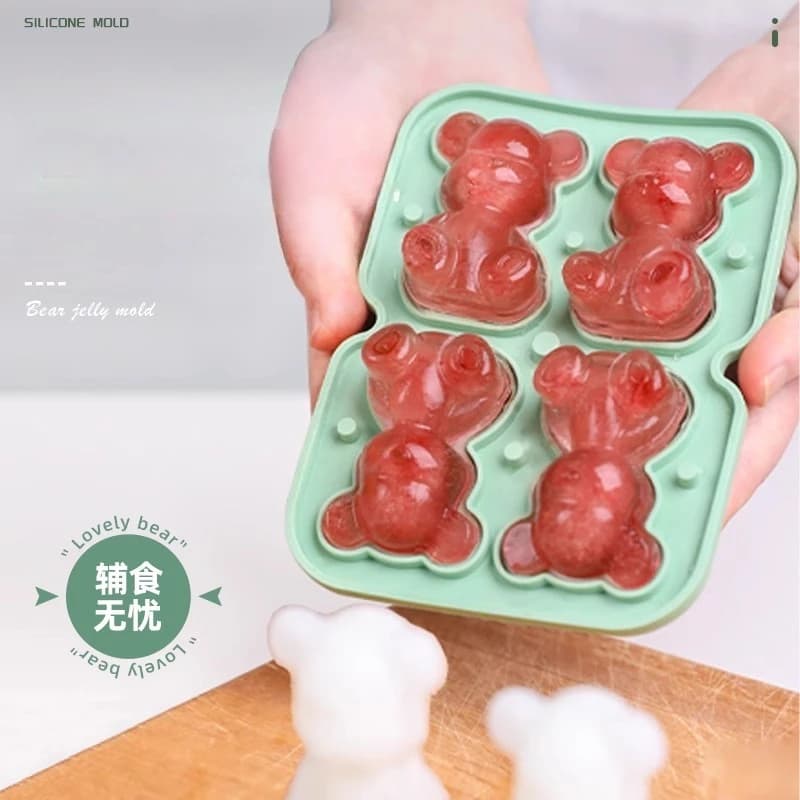 Stampo creativo per griglia di ghiaccio in silicone Stampo per ghiaccio orso cartone animato Scatola per cubetti di ghiaccio fatta in casa Stampo per produzione in silicone Sicuro e non tossico