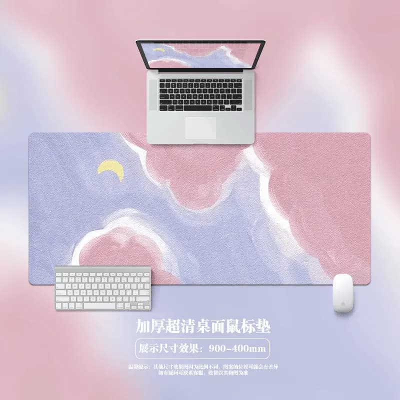Mouse mat with Nordic oil painting, extra large desk mat with sewn edges, student gaming keyboard mat, computer aesthetic mat