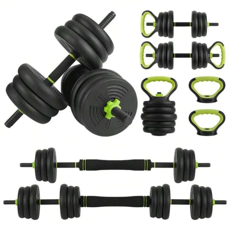 Set di manubri regolabili 4 in 1, set di pesi liberi da 44/66/88 libbre utilizzabile come manubrio, bilanciere, kettlebell e per flessioni, per uso domestico