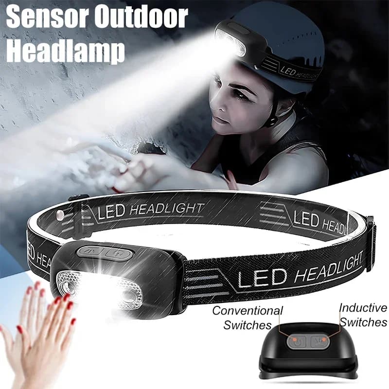 Fari a induzione Mini faro di ricarica a LED Torcia da campeggio Lampada da torcia portatile da pesca a luce forte montata sulla testa
