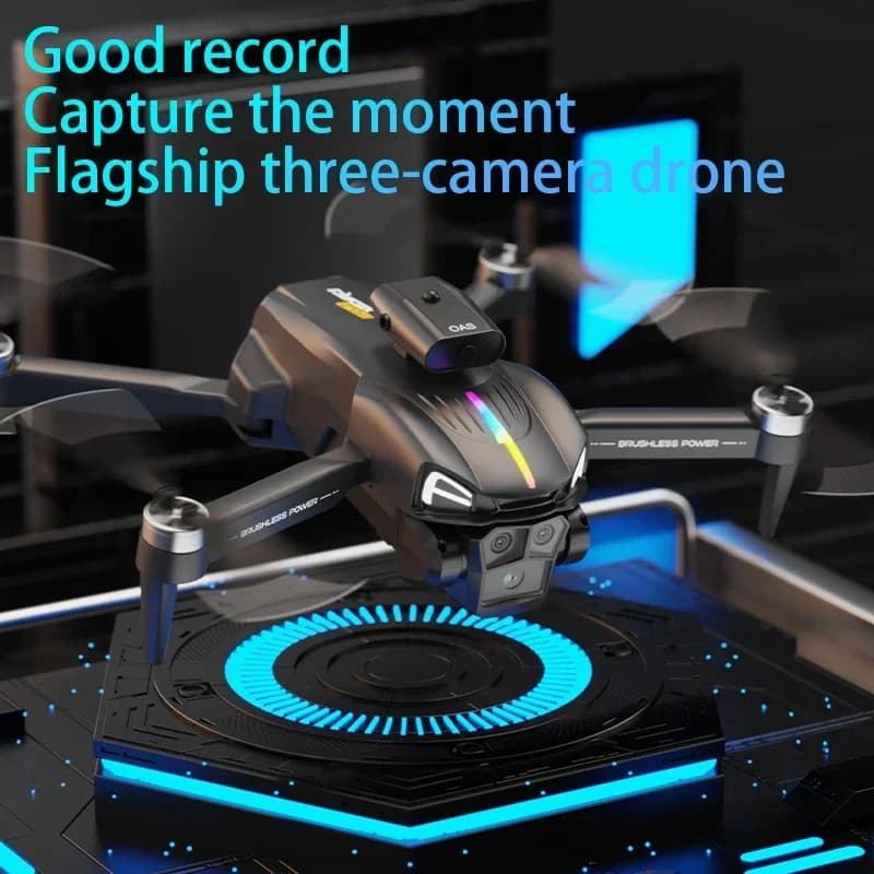 Nuovo C15S Drone Professionnel 4K HD tre fotocamere fotografia aerea Brushless flusso ottico Hovering luce respiratoria RC Dron Toys