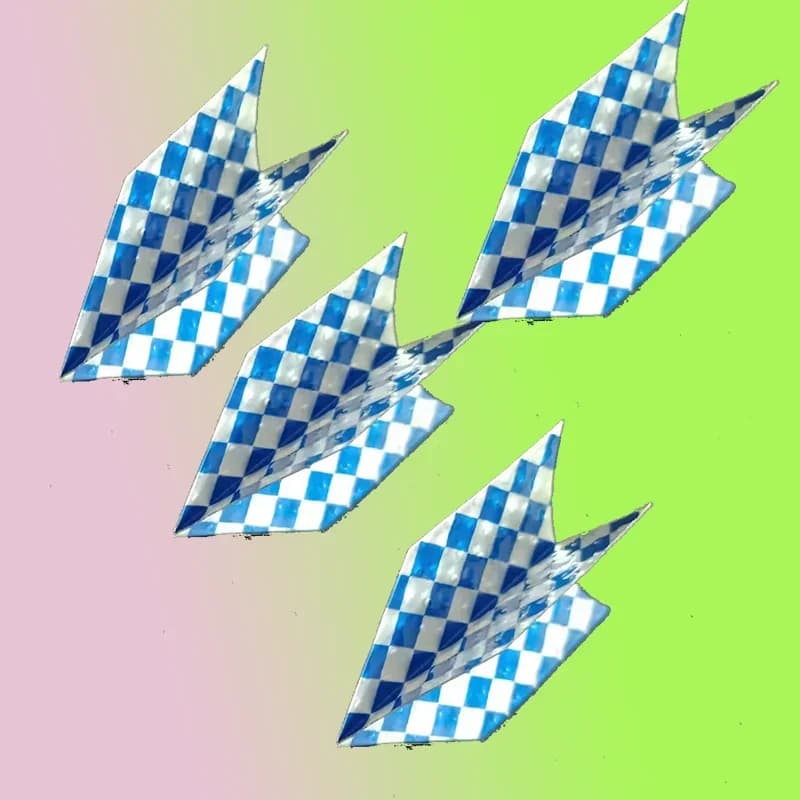 12pcs Dart Flights Shape Blue White Checkered Pattern for Soft Tip Darts Accessories PET Dart Wings Replacement Tail