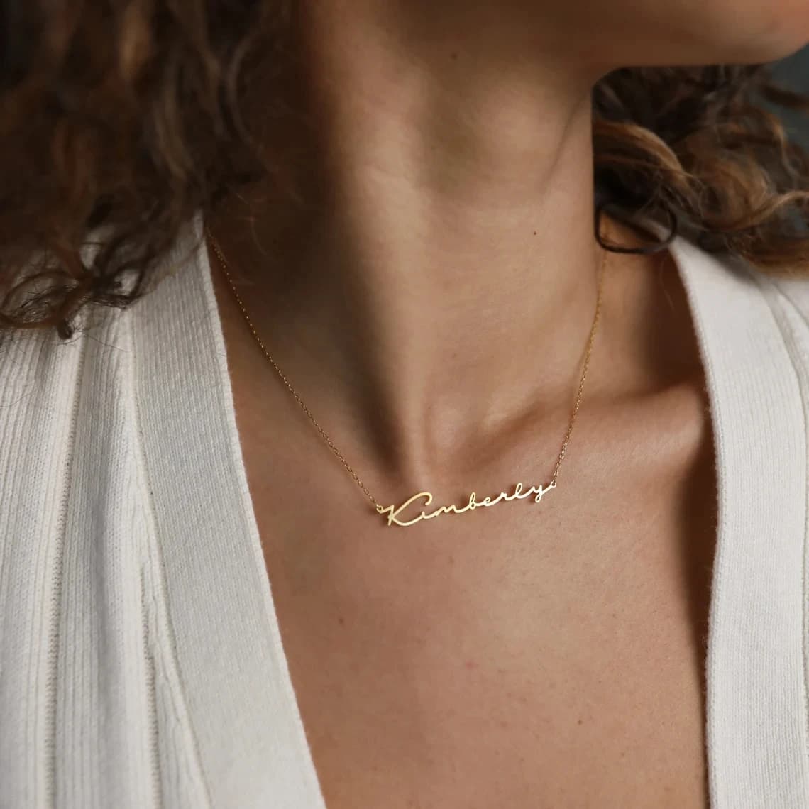 Collana con nome personalizzato per donna in acciaio inossidabile Personalizza targhetta con firma scritta a mano, ciondolo girocollo, regalo di anniversario