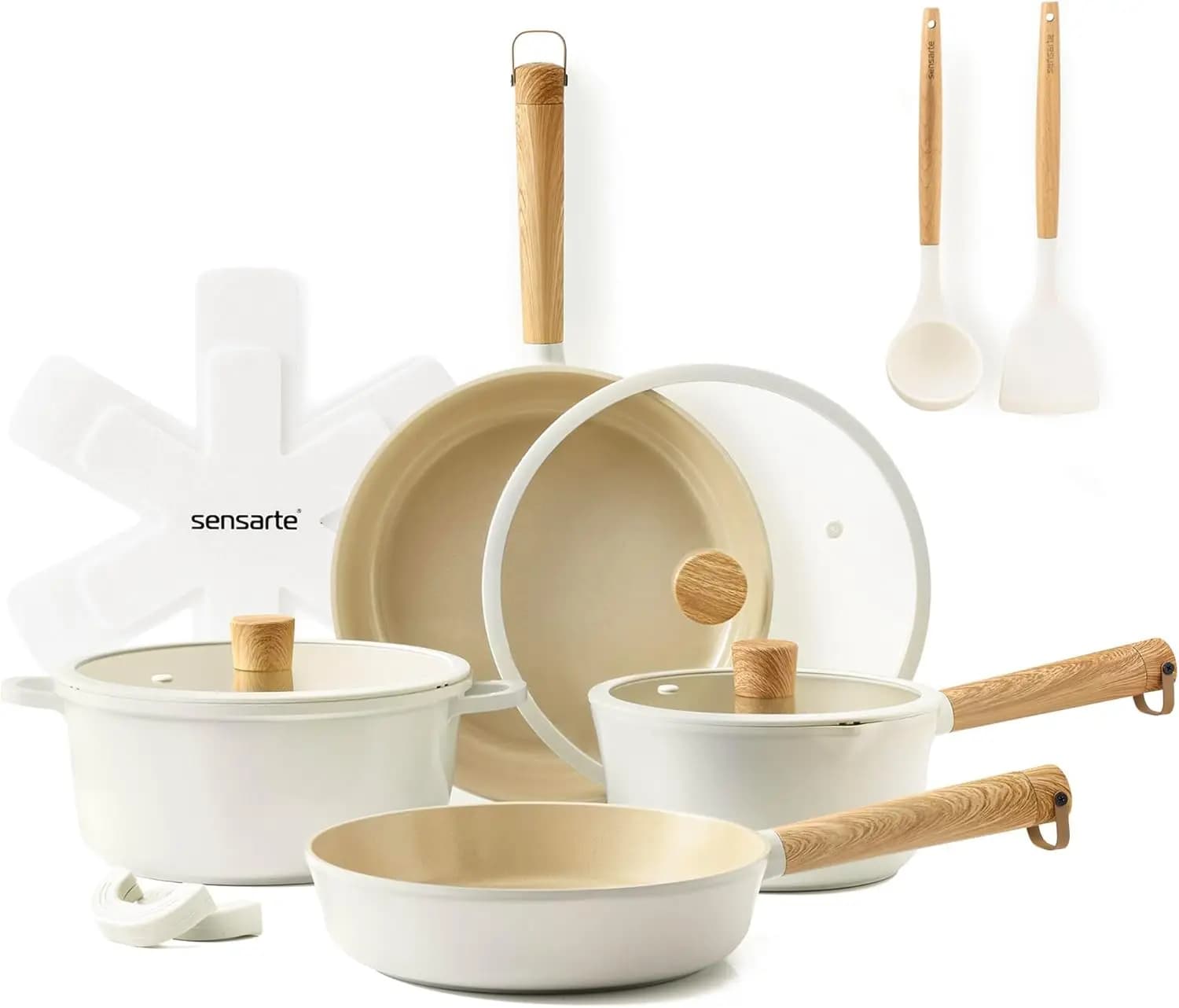 Set di Pentole in Ceramica Antiaderente da 14 Pezzi, Set di Pentole e Padelle Non Tossiche e Salutari, Padelle da Cucina in Ceramica