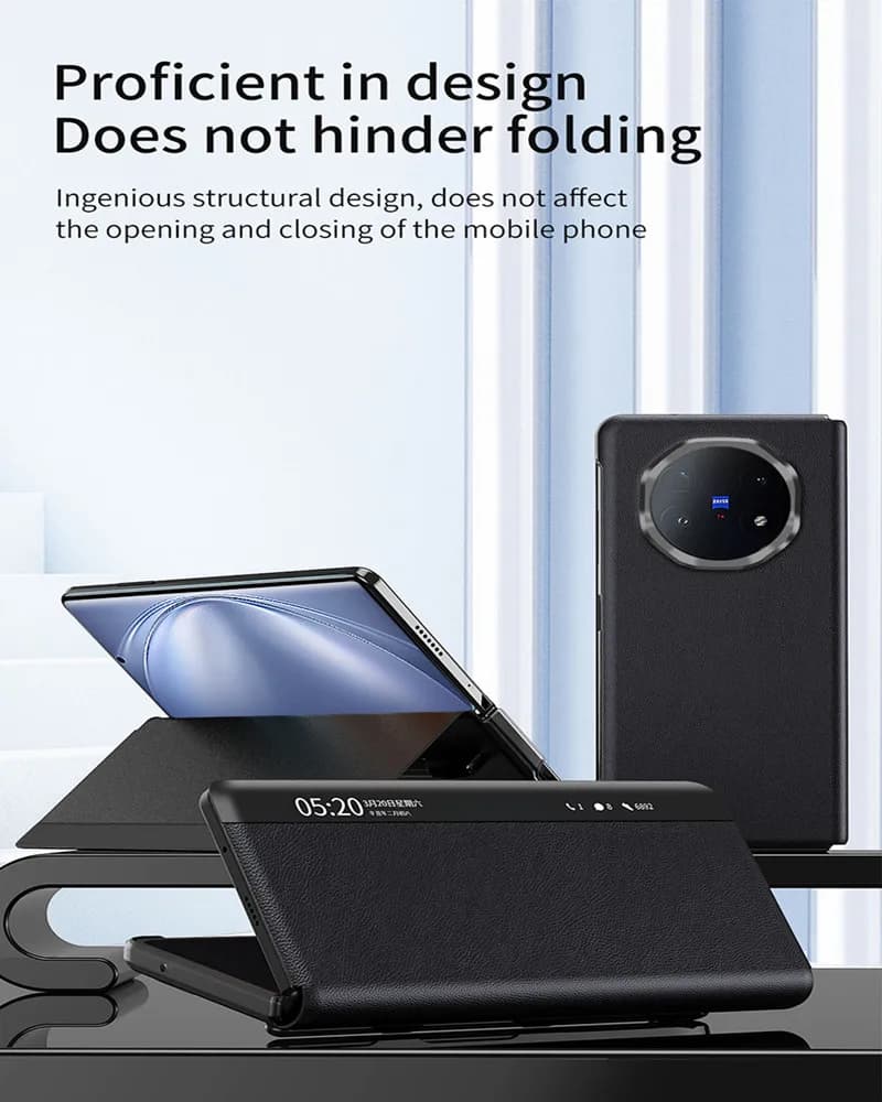Con Touch Pen Slot Flip Cover Per VIVO X Fold 5 3 3pro Custodia In Pelle Smart View Protezione Del Telefono Capa Per VIVO X Fold 5 5G Funda