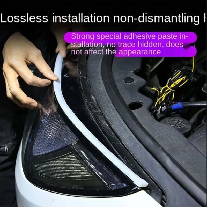 2pcs Car Daytime Running Light LED Flexible Strip Auto Headlights White Turn Signal Yellow Brake Flow Lights Waterproof 12v