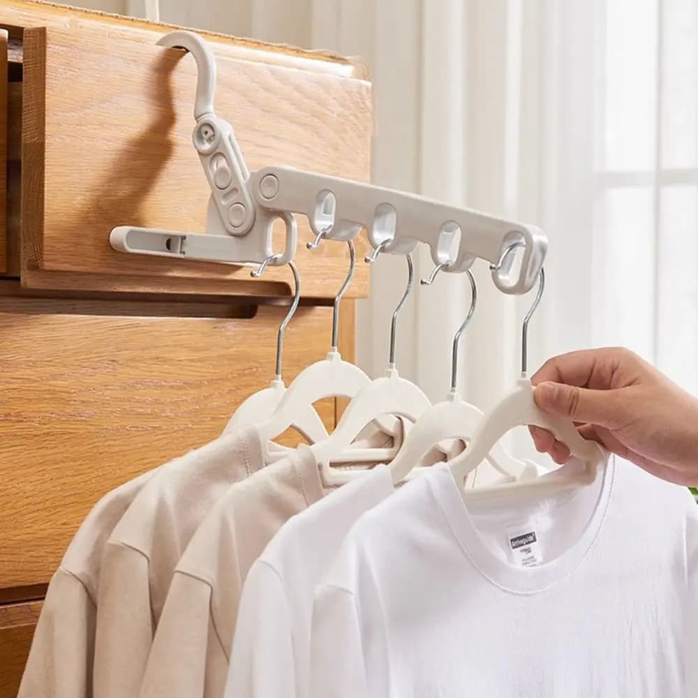 Nuovo Stendibiancheria Pieghevole a Cinque Fori con Angolo Regolabile, Appendiabiti Multifunzione, Accessorio per Asciugare i Vestiti, Ideale per Hotel