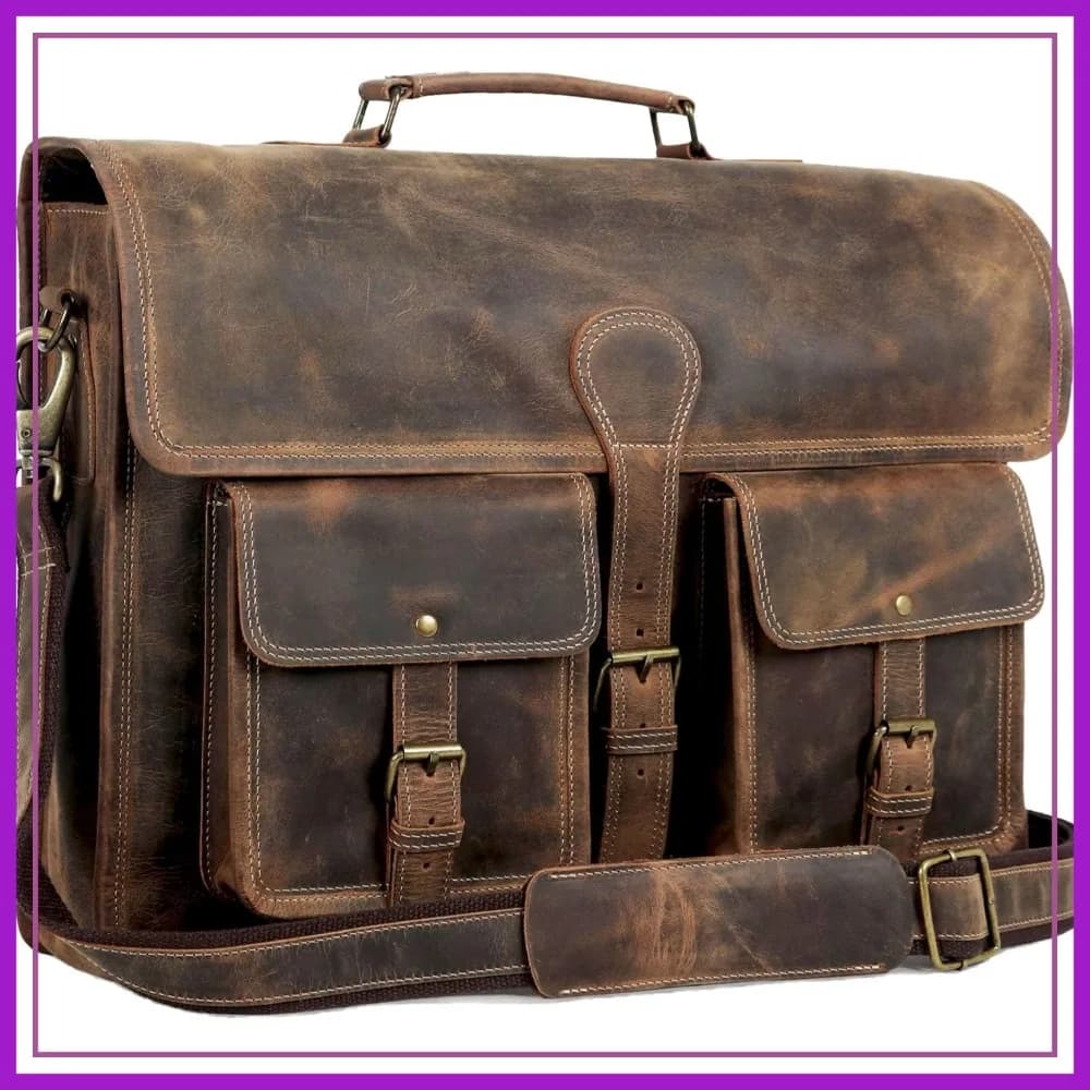 Borsa Portadocumenti in Pelle, Borsa Messenger per Laptop da 18 Pollici, per Uomo e Donna, Borsa da Ufficio