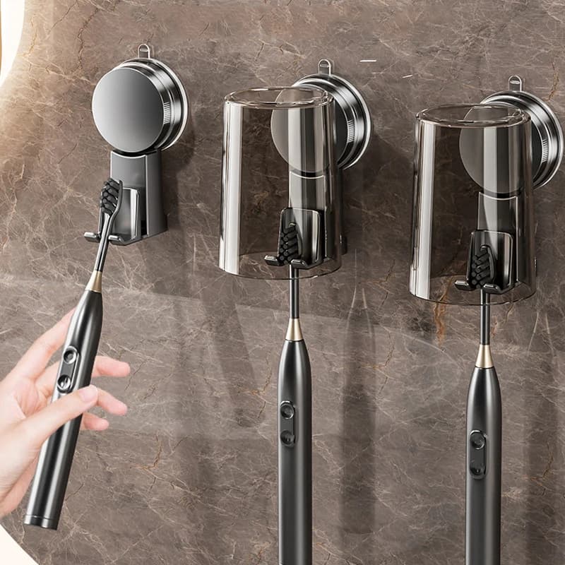 Portaspazzolino a ventosa, porta bicchieri per collutorio, senza foratura, per cucina e bagno, accessorio portaoggetti per spazzolini e collutorio
