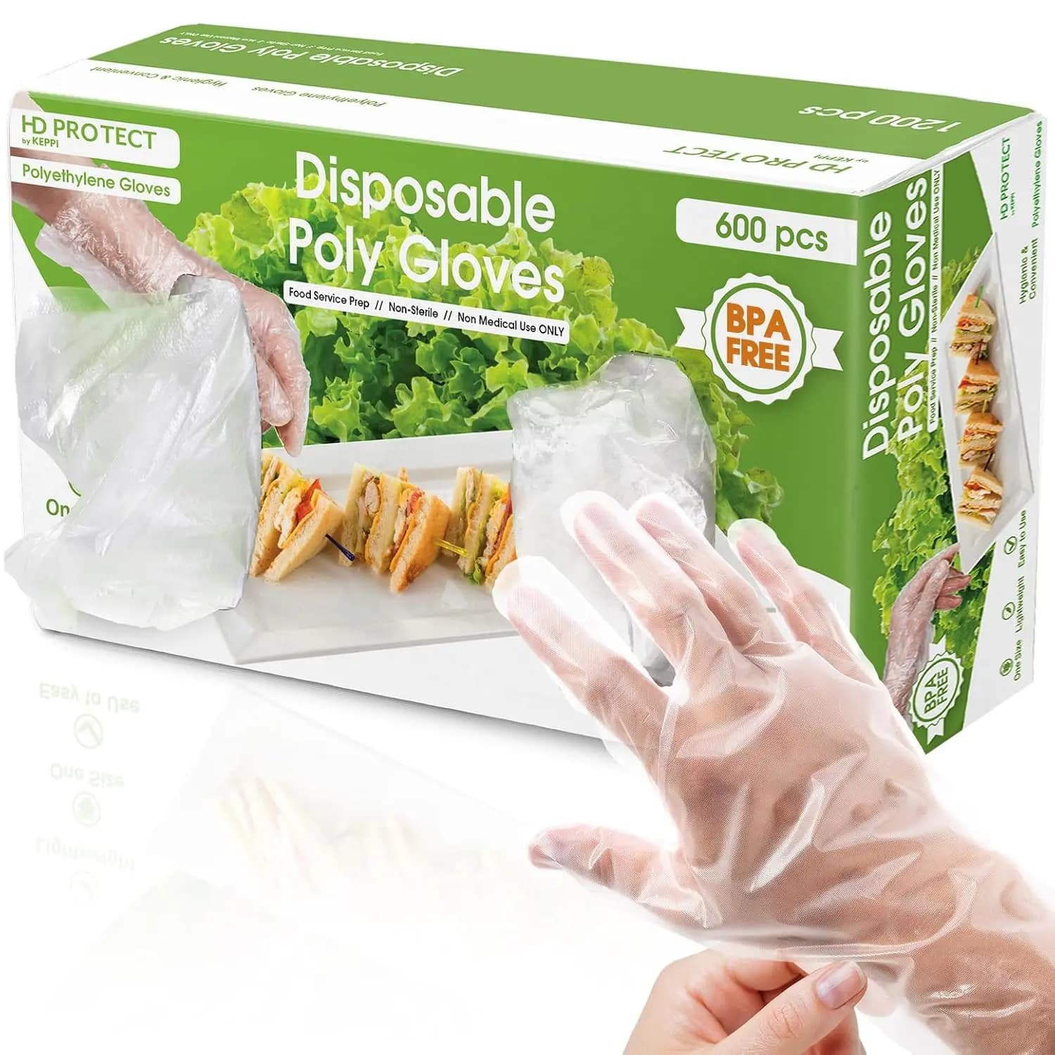 600 Pack Disposable Food Prep Gloves – Clear Polyethylene, Latex- BPA & Powder-Free – Bulk Kitchen Gloves for Cooking, Catering, BBQ, Baking, Restaurant Food Handling