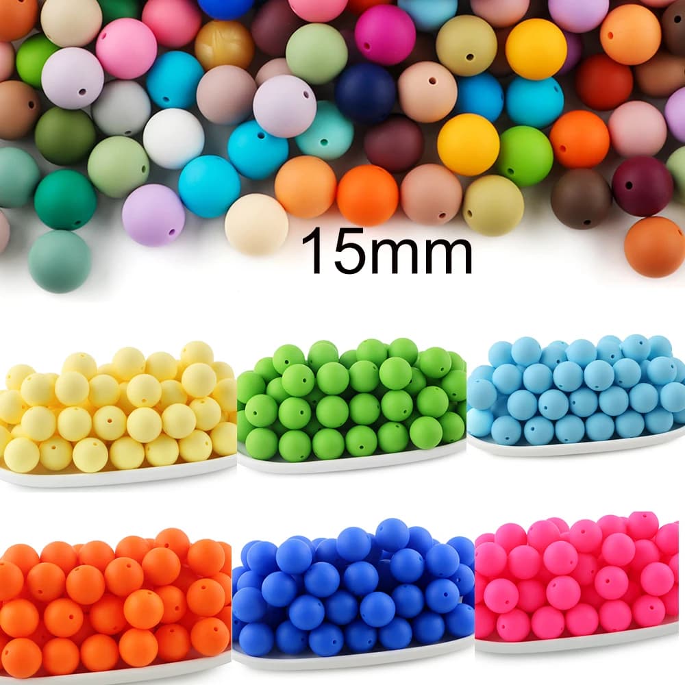 Sunrony 20 pz/lotto 15mm Nuove Perline Rotonde In Silicone Per Gioielli FAI DA TE Collana Portachiavi Che Fanno Assortimento per Artigianato FAI DA TE Decorativo