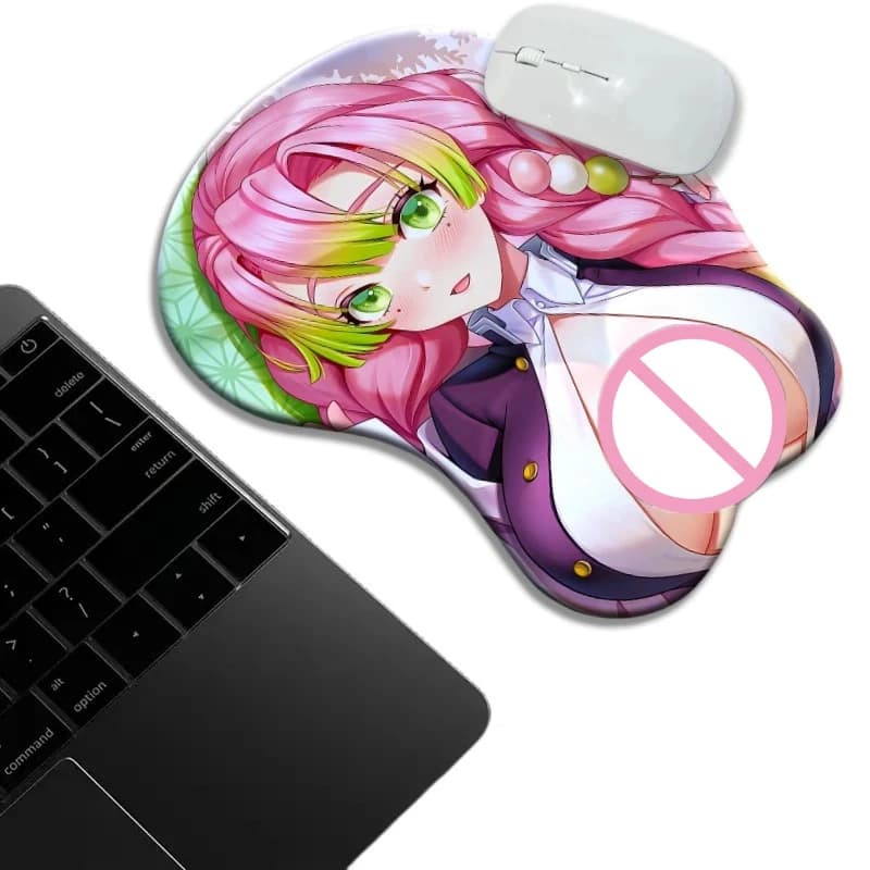 Blister Packed Kanroji Mitsuri Oppai Mouse Pad Anime Desk Mat Gamer Gaming MousePad with Wrist Rest