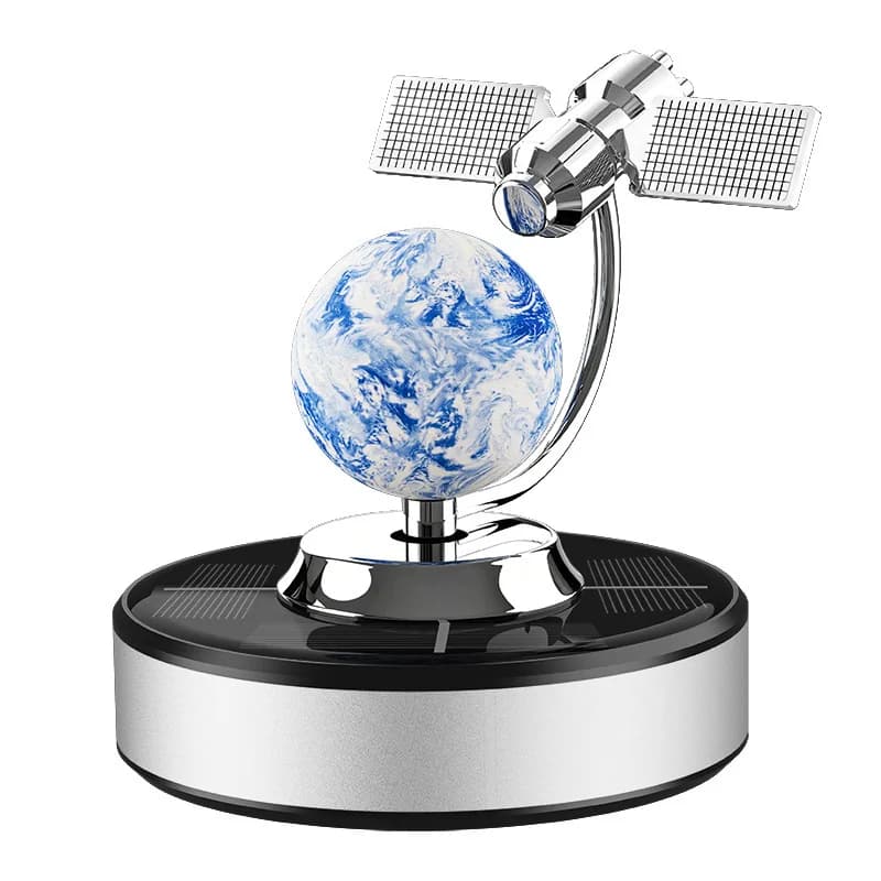 Solar Powered Satellite Earth Globe Car Air Freshener Rotating Planet Perfume Dashboard Ornament Auto Decoration Gift