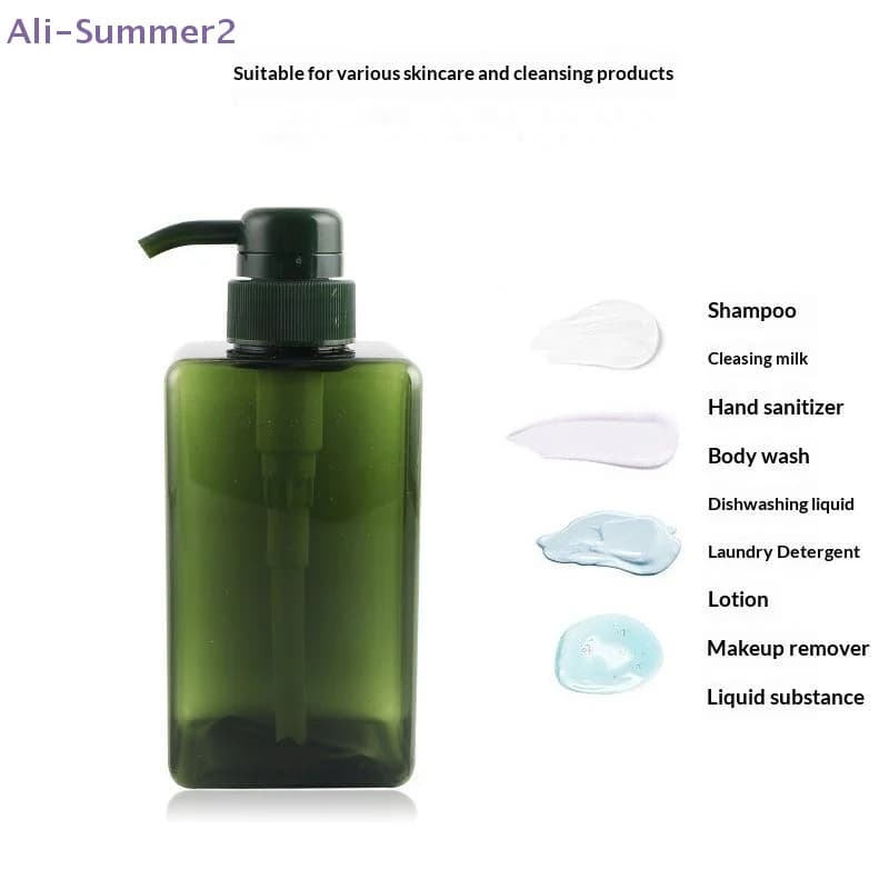 Dispenser di Sapone Quadrato da Bagno 100-650ml, Ricaricabile, Portatile per Shampoo e Gel Doccia, Ideale per Viaggi