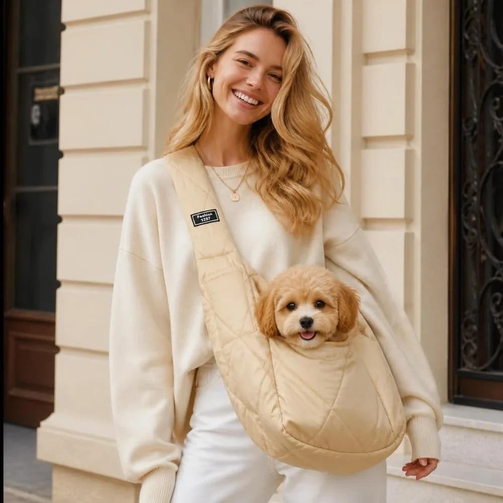 Warm Pet Sling Carrier Single Shoulder Lightweight Dog Cat Sling Bag Soft With Pocket Pet Travel Bag for Outdoor Walking