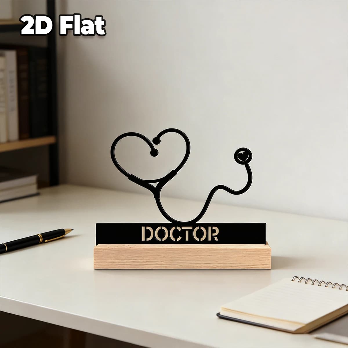 1pc Customizable Metal Desktop Ornaments Customizable Name With Wooden Base Holiday Gifts for Family and Friends