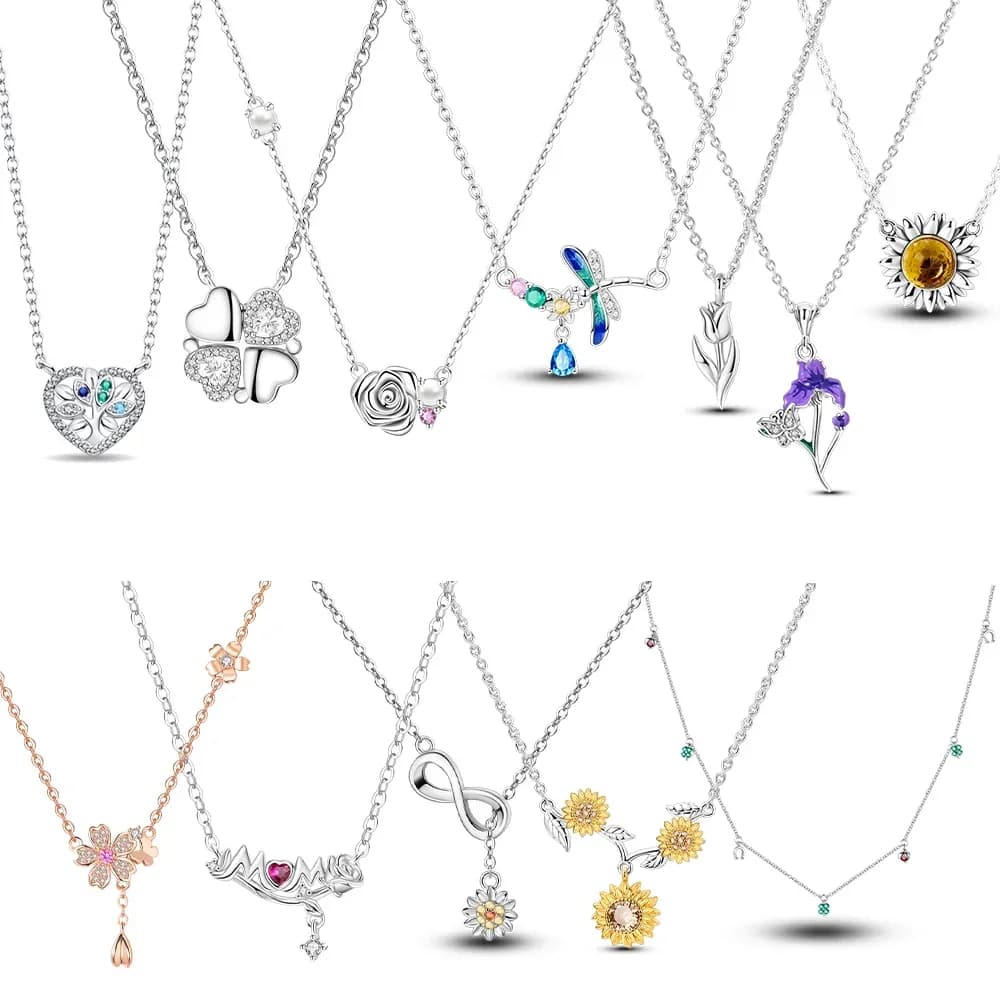 Squisito girasole quadrifoglio collana in argento 925 originale collana di fiori di iris viola gioielli da donna regali di anniversario