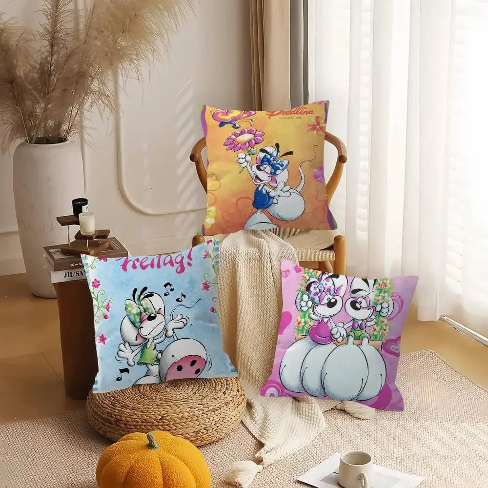 Character Diddl Cute Pillow Gift Home Office Decoration Bedroom Sofa Car Cushion Cover case 45x45