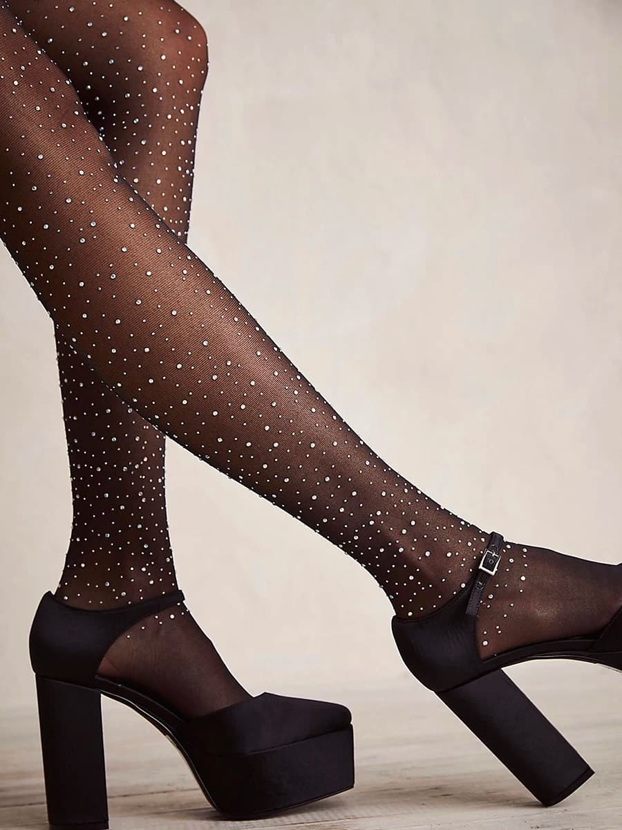 2025 Summer Diamante Women's Sexy Fashion Collant Women's Soft Neck Neck NeckStrongs Nylon Socks