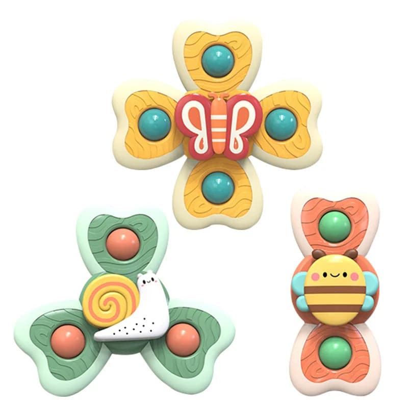 Antistress Bambini Giocattoli da bagno Bambino Cartoon Insetti Spinner Giocattolo ABS Ventosa Trottola Sonagli Agitarsi